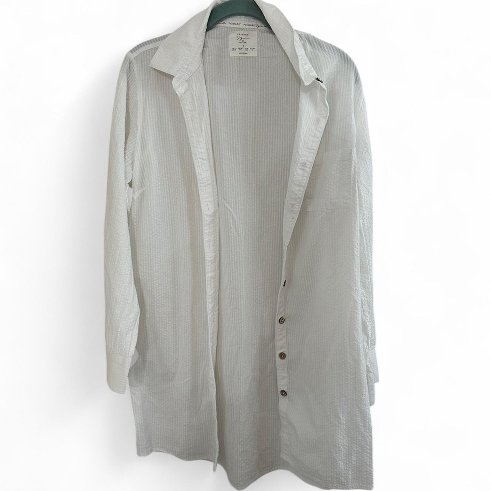 Primark White Casual Button Down Shirt Lightweight Cotton